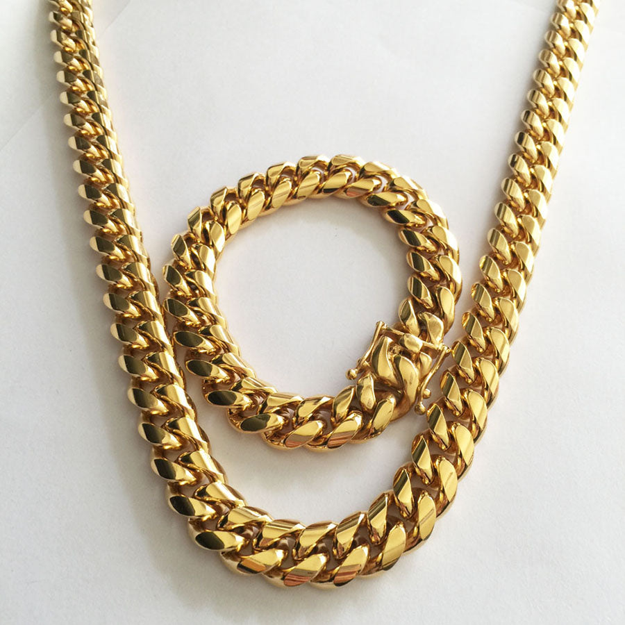 Cuban Chain & Bracelet Set - The Gold Kingz